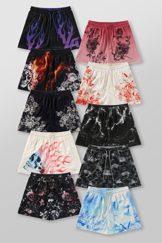 1111 - Skulls & Roses Reversible Shorts