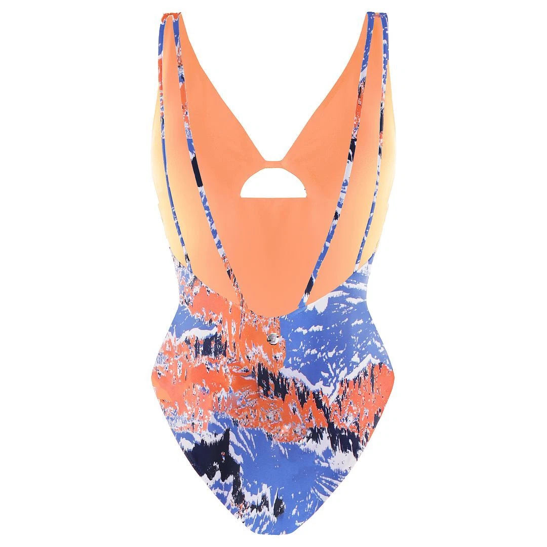 GLSM5095 - Eco-Friendly Womens Blue/Orange Swimsuit