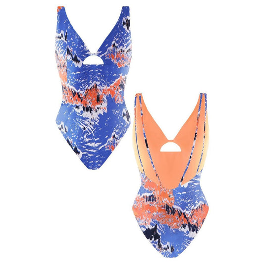 GLSM5095 - Eco-Friendly Womens Blue/Orange Swimsuit