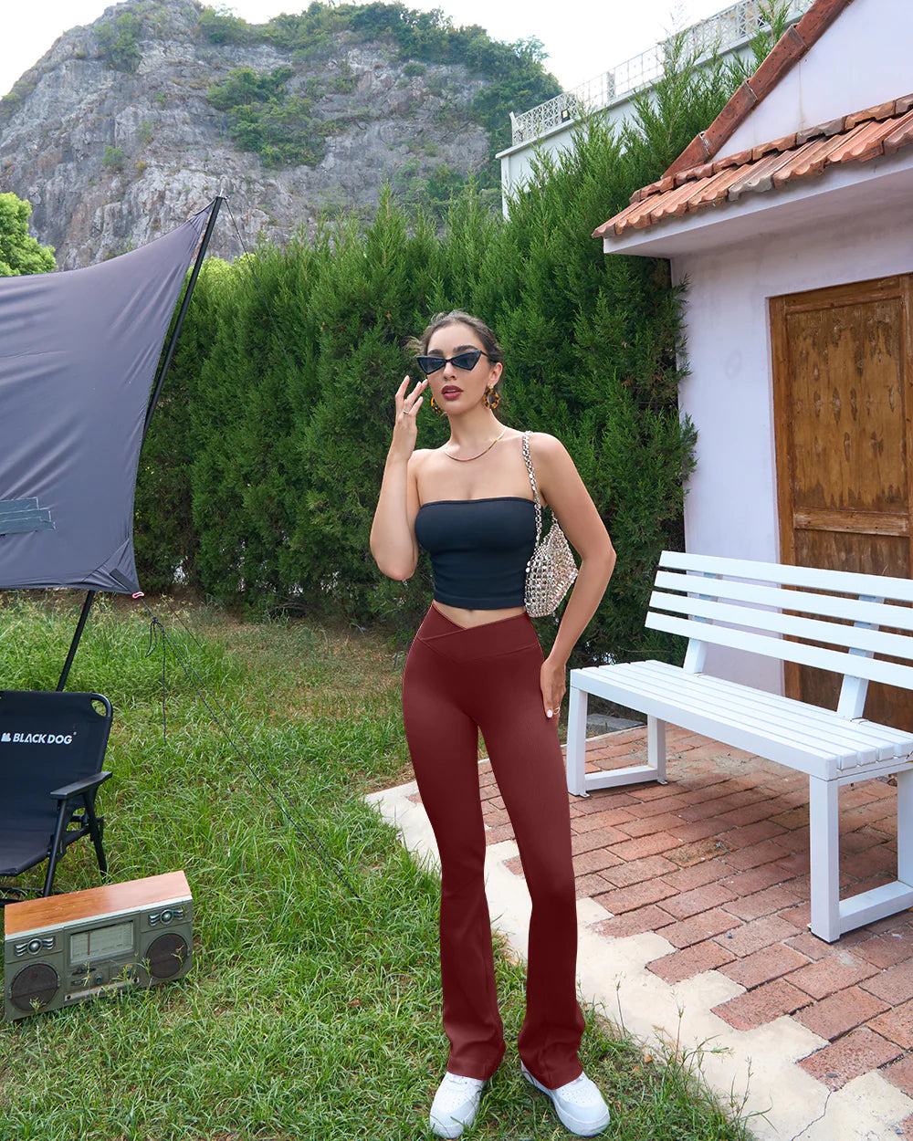 OQ501 - Ribbed Cross Over High Waist Lounge Pants