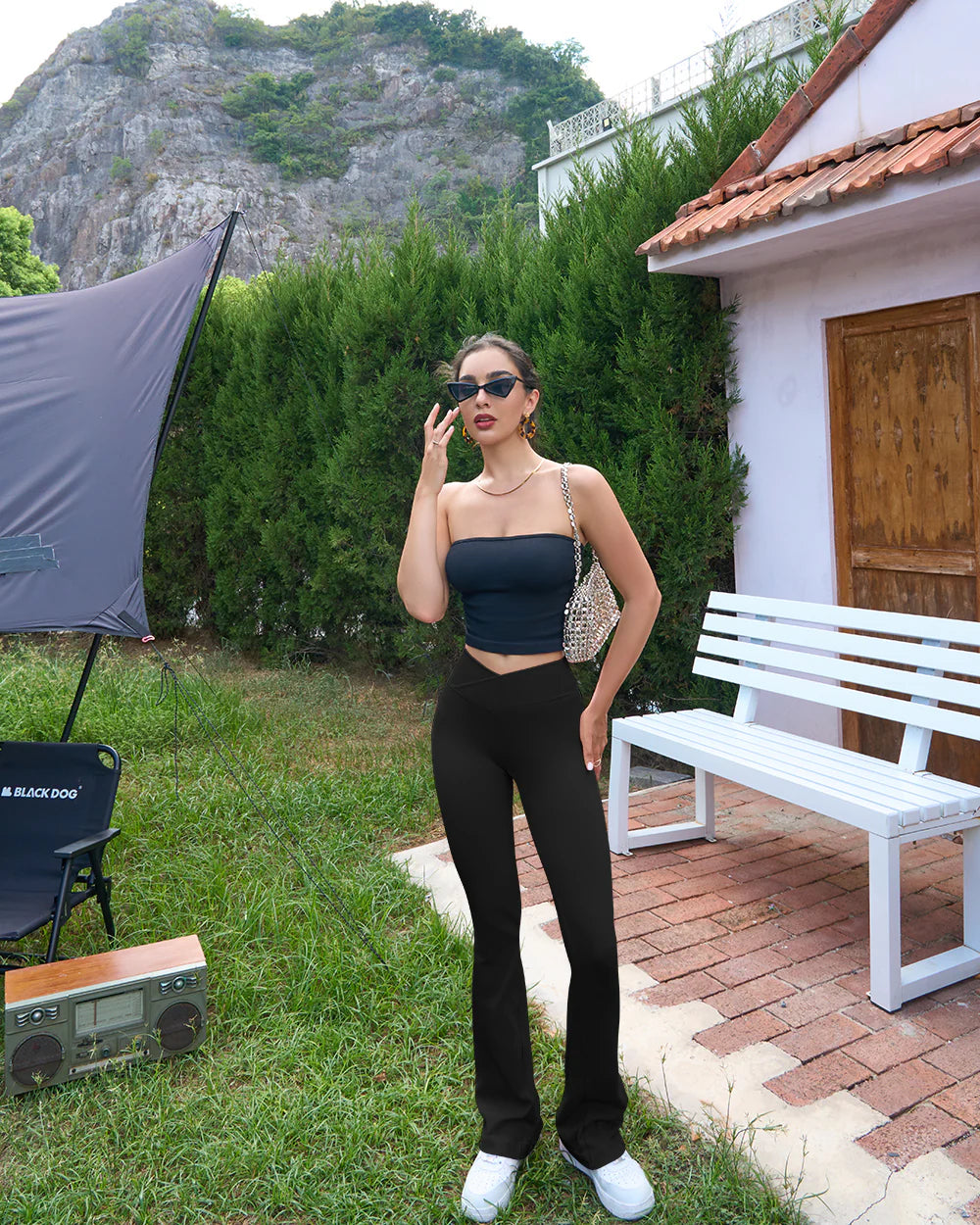 OQ501 - Ribbed Cross Over High Waist Lounge Pants