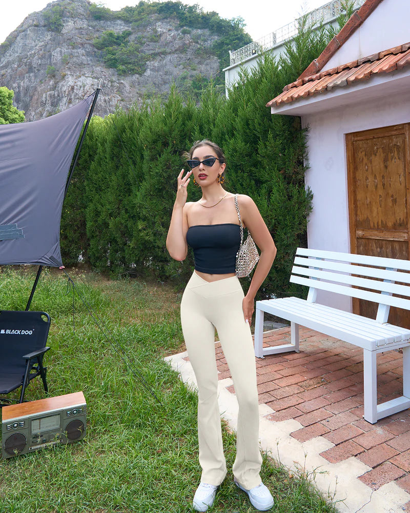 OQ503 - High Waist Stretch Casual Soft Straight Leg Bottoms