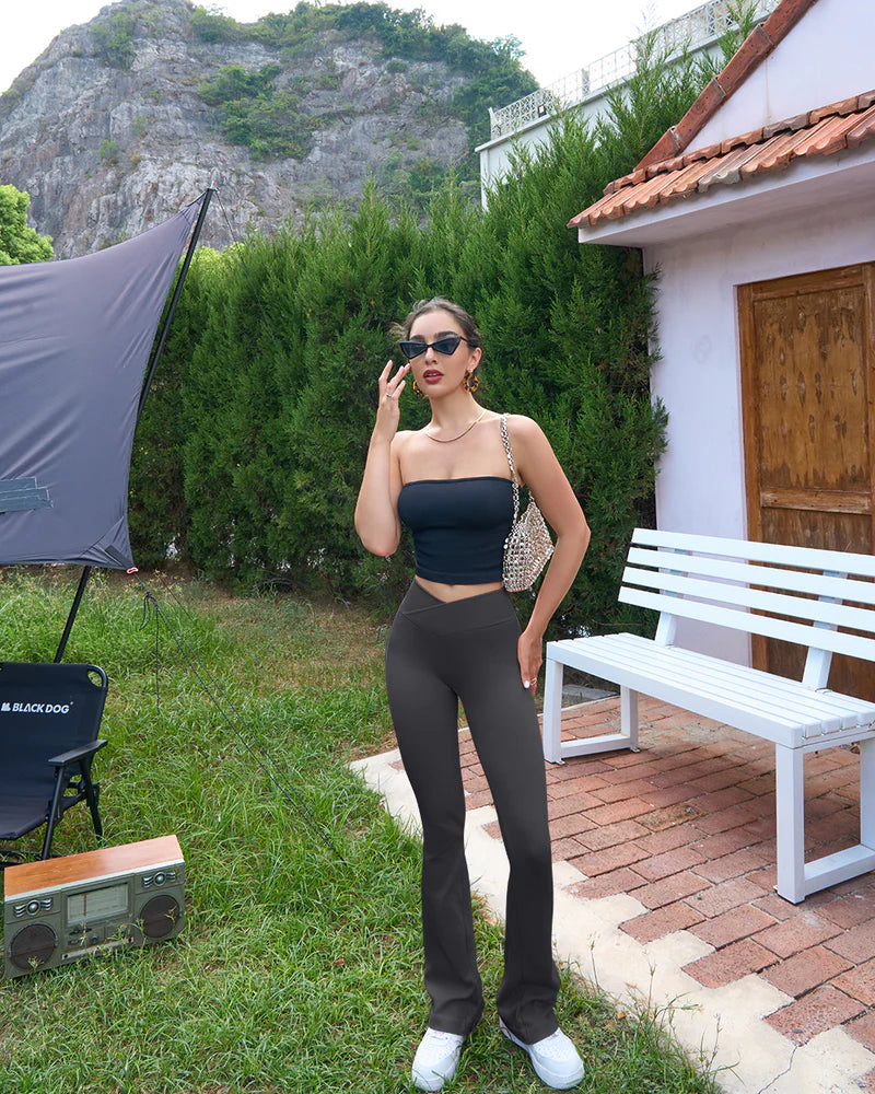 OQ503 - High Waist Stretch Casual Soft Straight Leg Bottoms