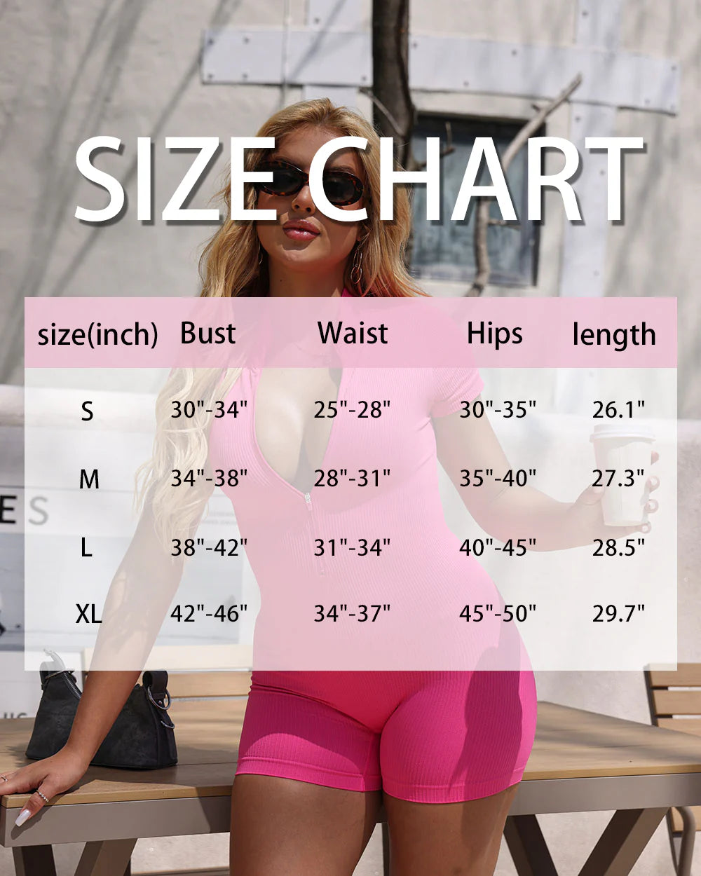 OQ200 - Ribbed Short Sleeve Zip Romper