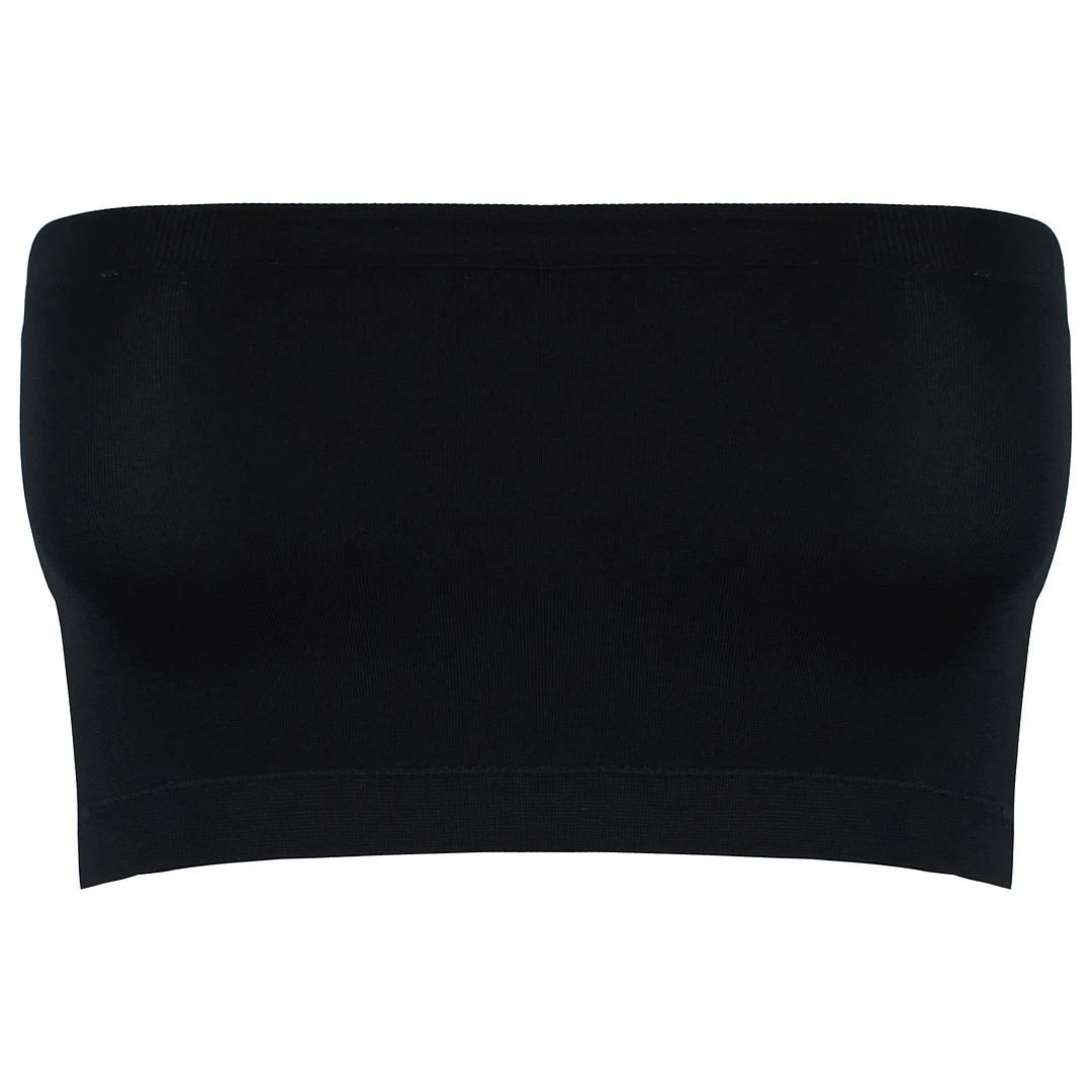 GLUW4528 - Seamless Womens Black Bandeau