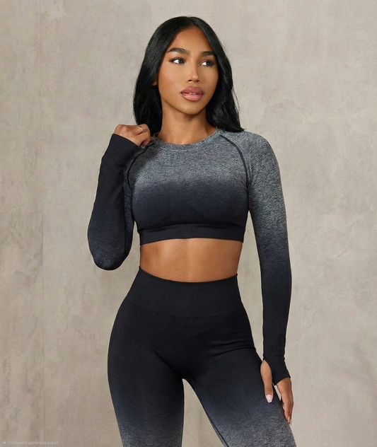 GLCT4121 - Adapt Ombre Seamless Long Sleeve Crop Top