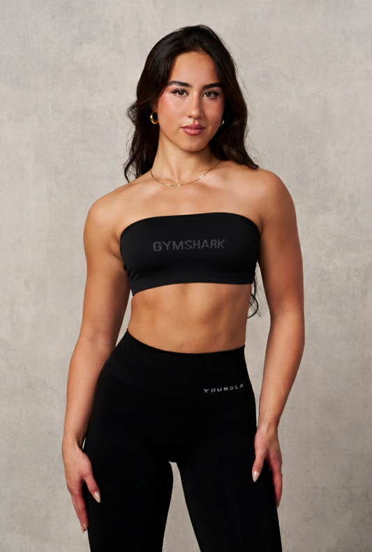 GLUW4528 - Seamless Womens Black Bandeau