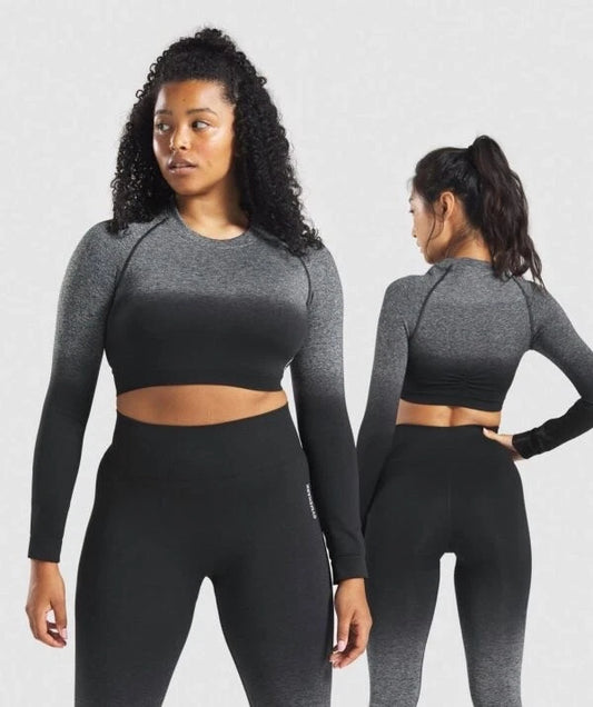 GLCT4121 - Adapt Ombre Seamless Long Sleeve Crop Top